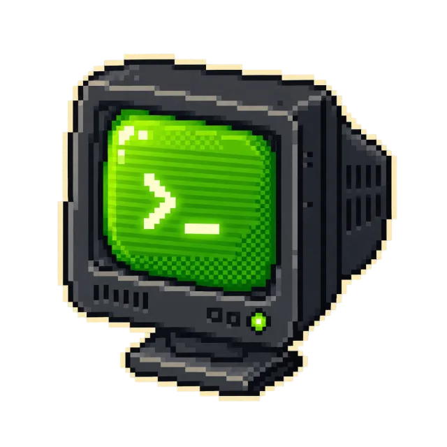 A little retro computer with a lime command prompt
